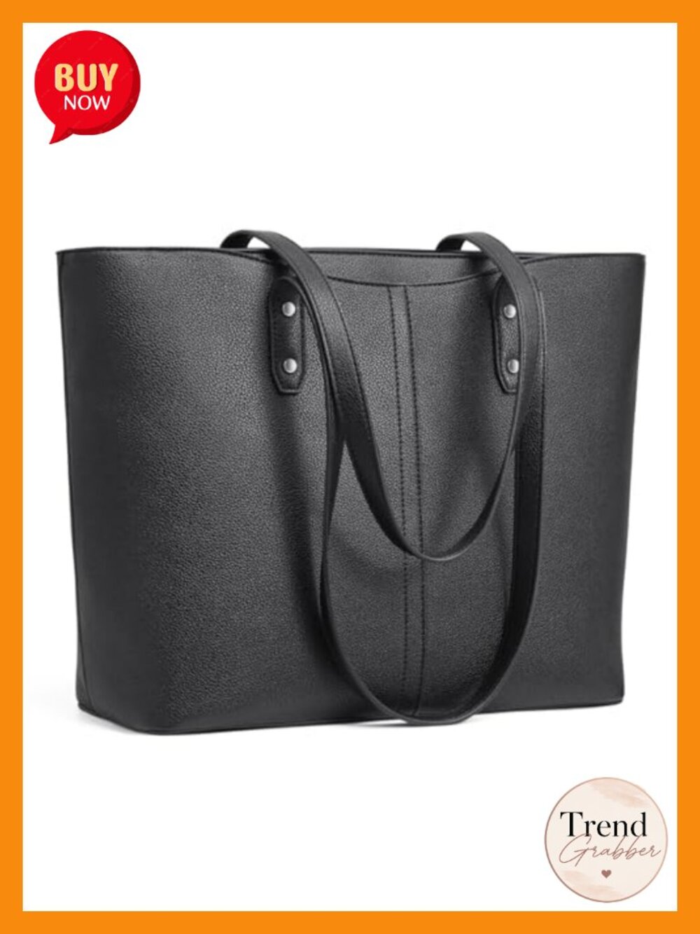 Large Faux Leather Tote Bag for Women with 14" Laptop Sleeve & Trolley Sleeve